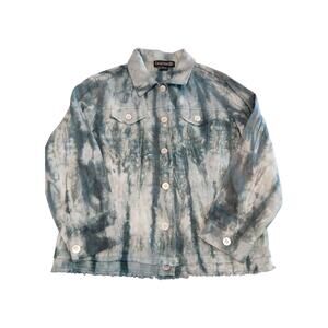 100% Linen Acid Wash Jacket Shirt Boho Beachy Y2k W SZ M